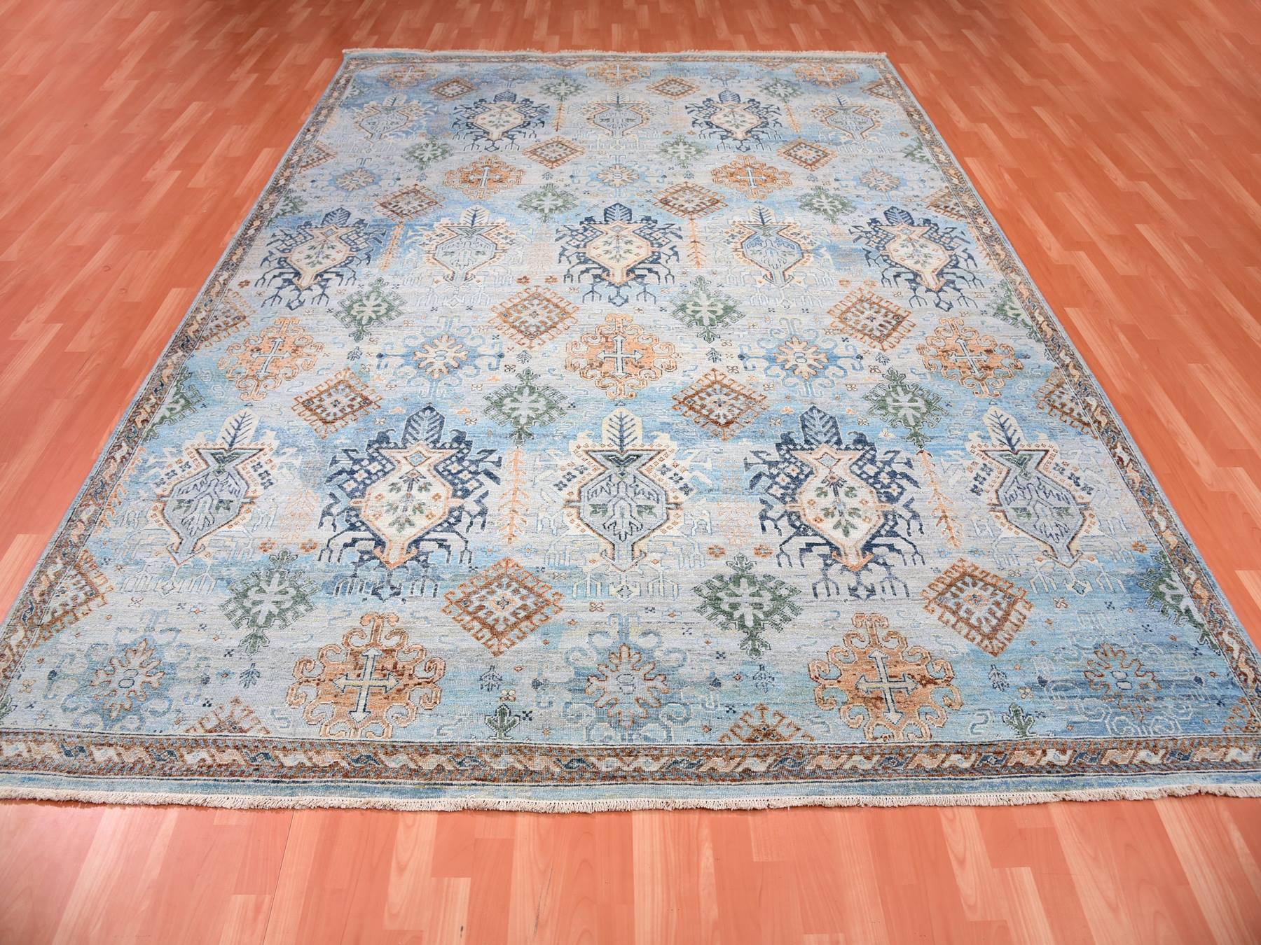 Oushak hand-knotted wool rug in Blue, 9' x 11'10" — SKU O075323 (view 2)