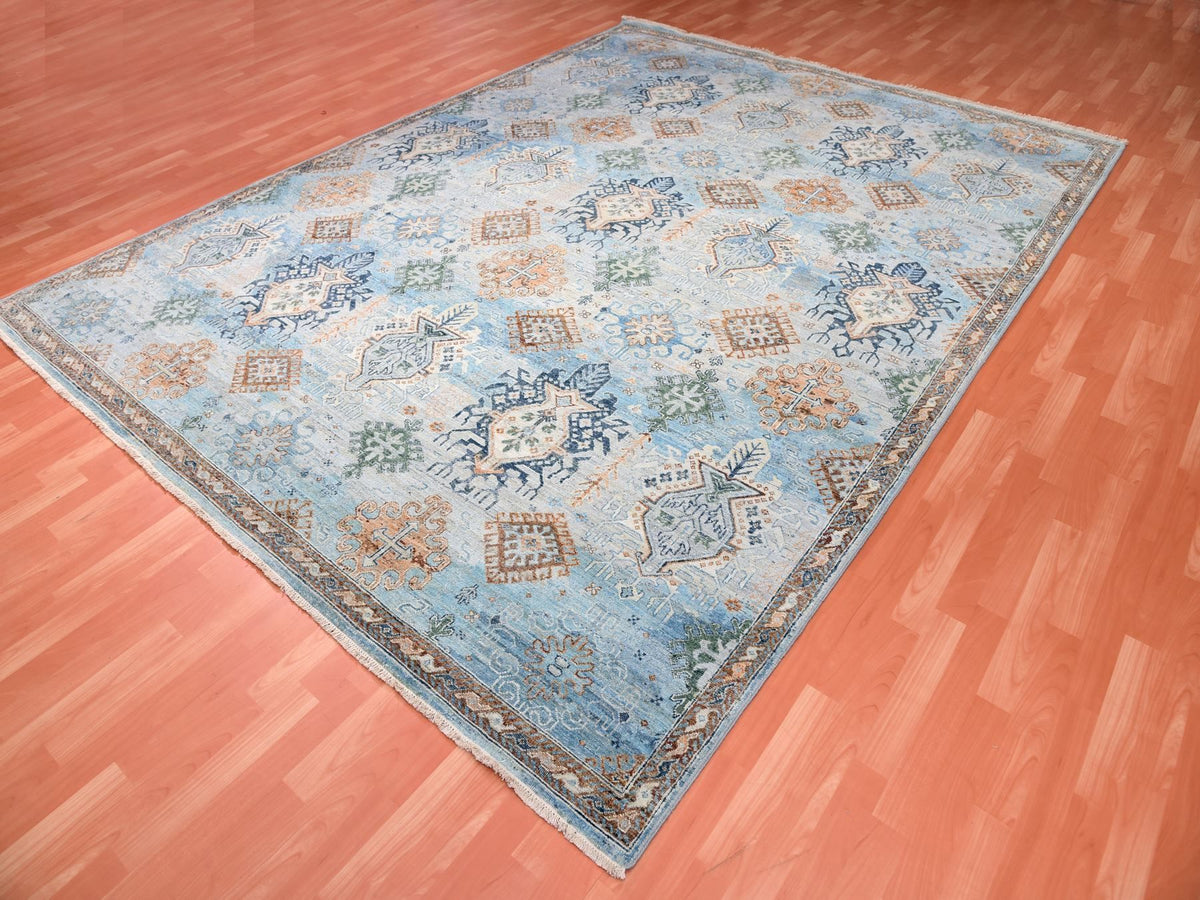 Oushak hand-knotted wool rug in Blue, 9' x 11'10" — SKU O075323 (view 3)
