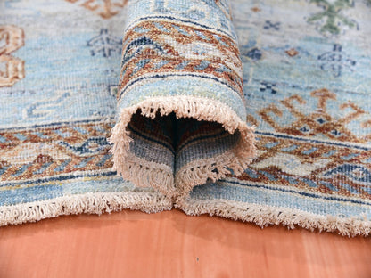 Blue 9'0" x 11'10" Oushak And Peshawar Hand knotted Wool Rug - Sku: O075323