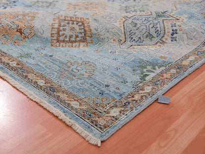 Blue 9'0" x 11'10" Oushak And Peshawar Hand knotted Wool Rug - Sku: O075323