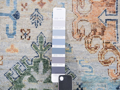 Blue 9'0" x 11'10" Oushak And Peshawar Hand knotted Wool Rug - Sku: O075323