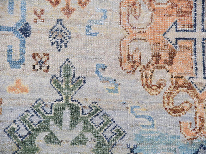 Blue 9'0" x 11'10" Oushak And Peshawar Hand knotted Wool Rug - Sku: O075323
