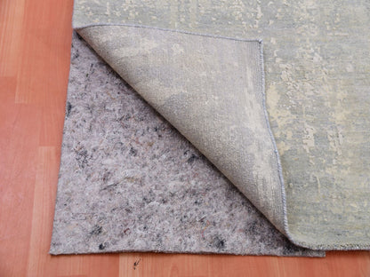 Grey 12'0" x 15'6" Modern / Contemporary Hand knotted Wool/Silk Rug - Sku: O075331