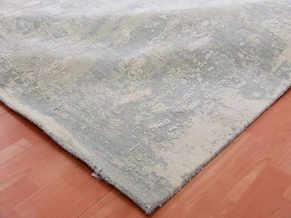 Grey 12'0" x 15'6" Modern / Contemporary Hand knotted Wool/Silk Rug - Sku: O075331