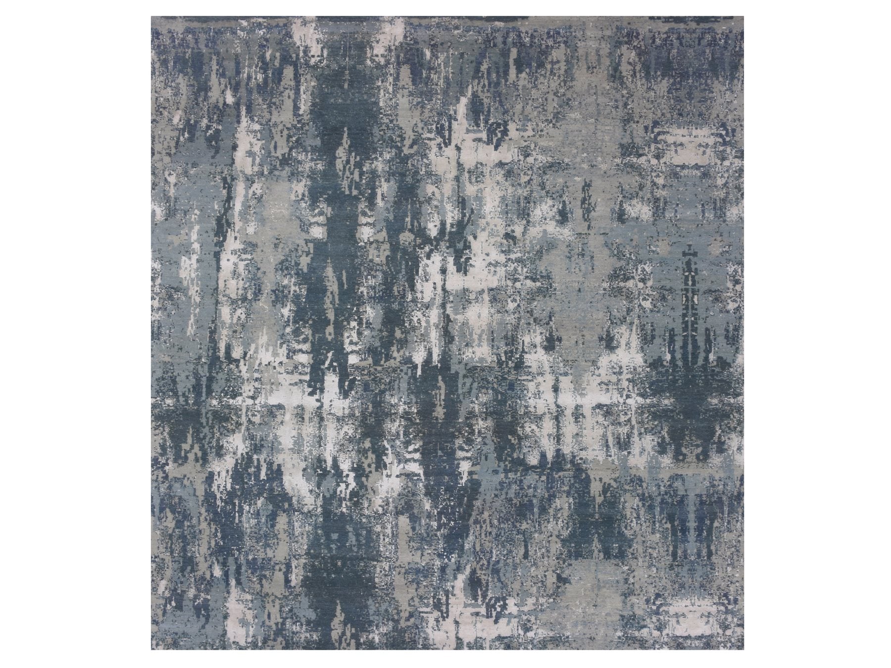 Modern / Contemporary hand-knotted wool/silk rug in Blue, 11'11" x 12'0", SKU O075333