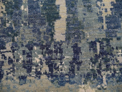 Modern / Contemporary hand-knotted wool/silk rug in Blue, 11'11" x 12'0", SKU O075333