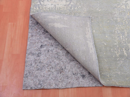 Grey 10'0" x 14'1" Modern / Contemporary Hand knotted Wool/Silk Rug - Sku: O075334