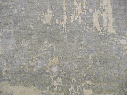 Modern / Contemporary hand-knotted wool/silk rug in Gray, 10'0" x 14'1", SKU O075334