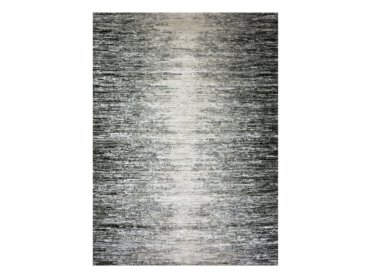 Modern / Contemporary hand-knotted wool/silk rug in Black, 9'10" x 14'0", SKU O075335