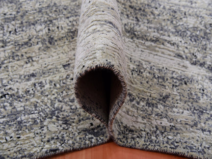 Modern / Contemporary hand-knotted wool/silk rug in Black, 9'10" x 14'0", SKU O075335