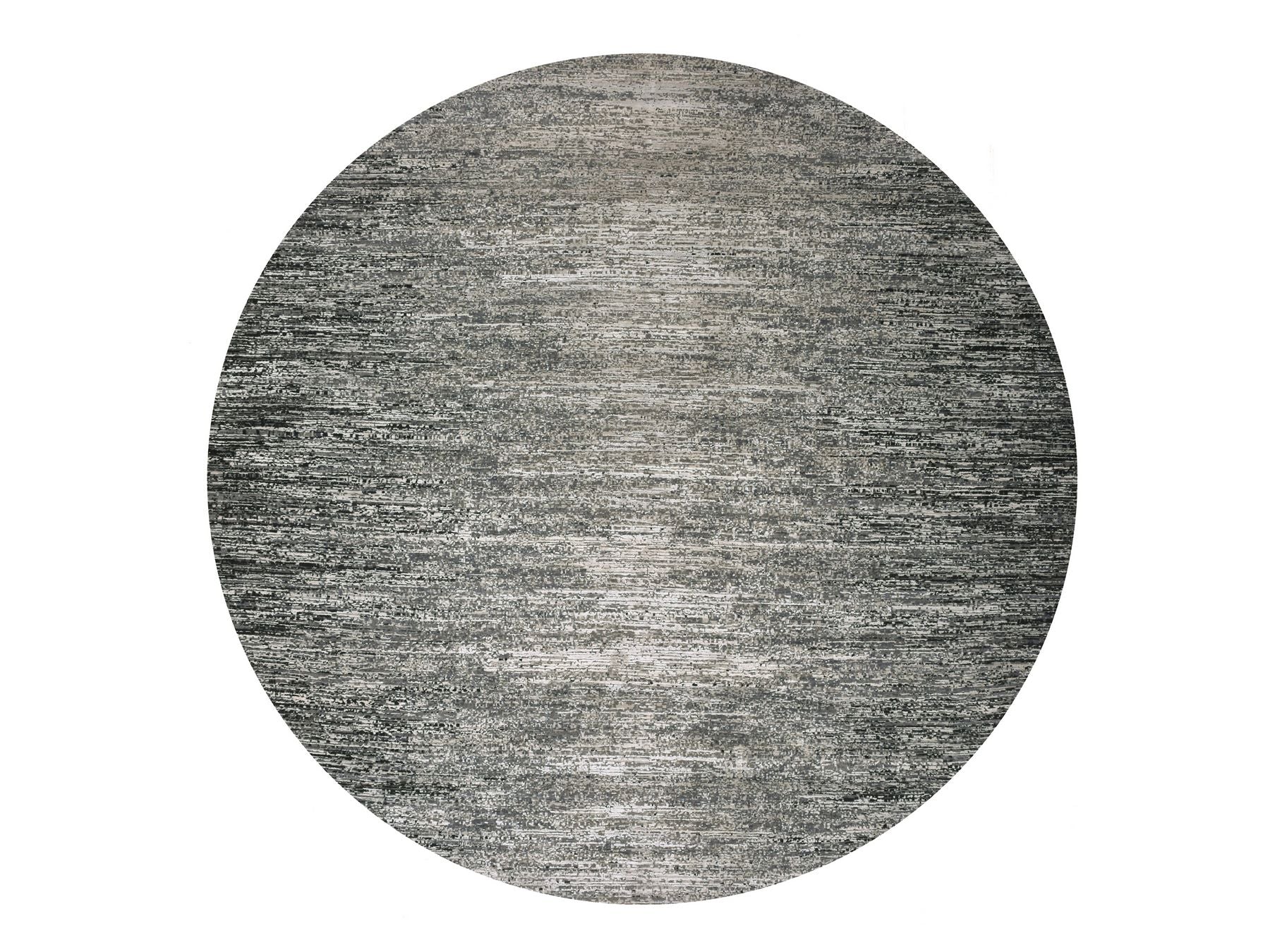 Modern / Contemporary hand-knotted wool/silk rug in Black, 11'11" x 12'0", SKU O075337