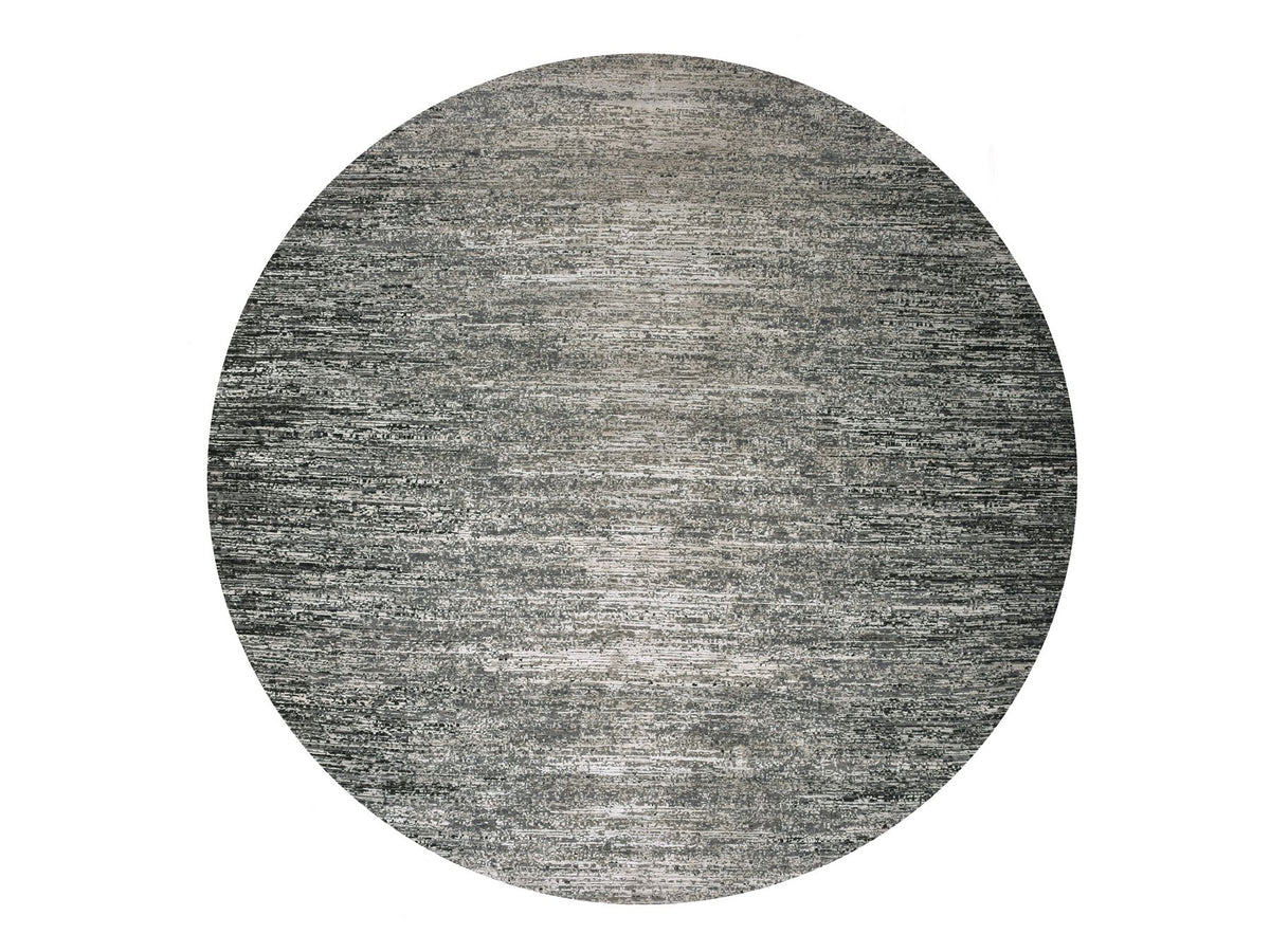 Modern / Contemporary hand-knotted wool/silk rug in Black, 11'11" x 12'0", SKU O075337