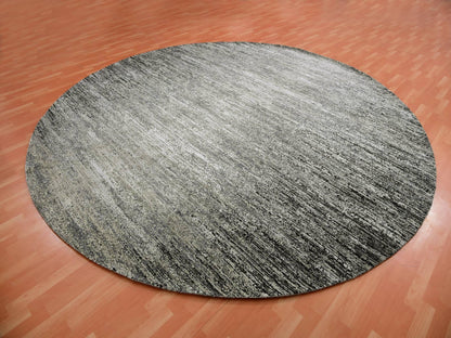 Modern / Contemporary hand-knotted wool/silk rug in Black, 11'11" x 12'0", SKU O075337