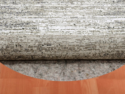 Modern / Contemporary hand-knotted wool/silk rug in Black, 11'11" x 12'0", SKU O075337