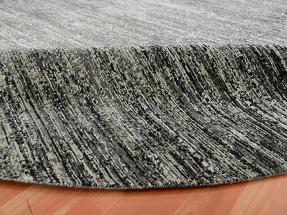 Modern / Contemporary hand-knotted wool/silk rug in Black, 11'11" x 12'0", SKU O075337