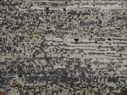 Modern / Contemporary hand-knotted wool/silk rug in Black, 11'11" x 12'0", SKU O075337