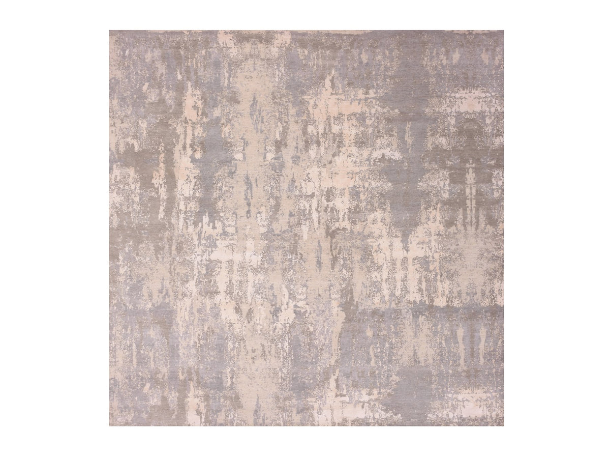 Modern / Contemporary hand-knotted wool/silk rug in Gray, 10'0" x 10'3", SKU O075339