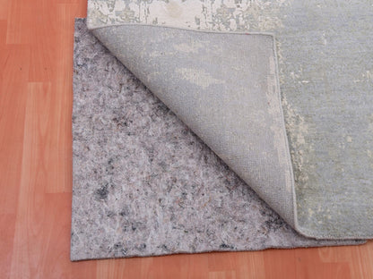 Grey 10'0" x 10'3" Modern / Contemporary Hand knotted Wool/Silk Rug - Sku: O075339
