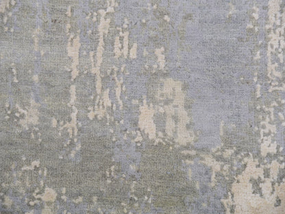 Grey 10'0" x 10'3" Modern / Contemporary Hand knotted Wool/Silk Rug - Sku: O075339