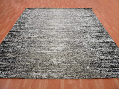 Grey 10'1" x 10'1" Modern / Contemporary Hand knotted Wool/Silk Rug - Sku: O075340