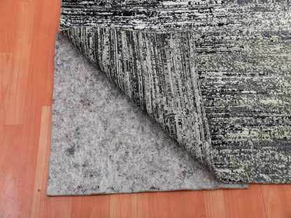 Grey 10'1" x 10'1" Modern / Contemporary Hand knotted Wool/Silk Rug - Sku: O075340