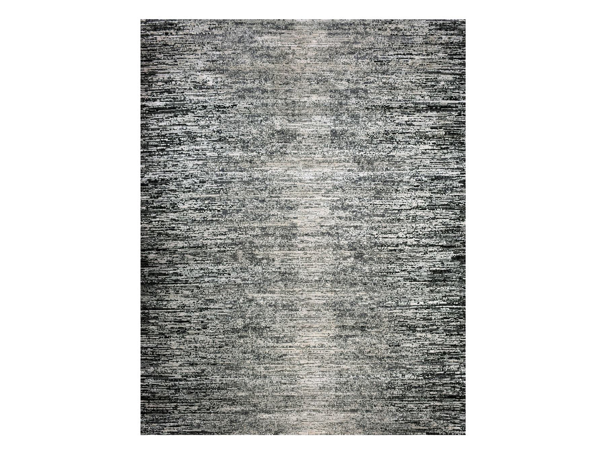 Modern / Contemporary hand-knotted wool/silk rug in Black, 7'11" x 10'3", SKU O075344