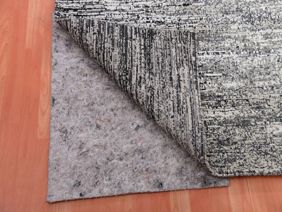 Modern / Contemporary hand-knotted wool/silk rug in Black, 7'11" x 10'3", SKU O075344