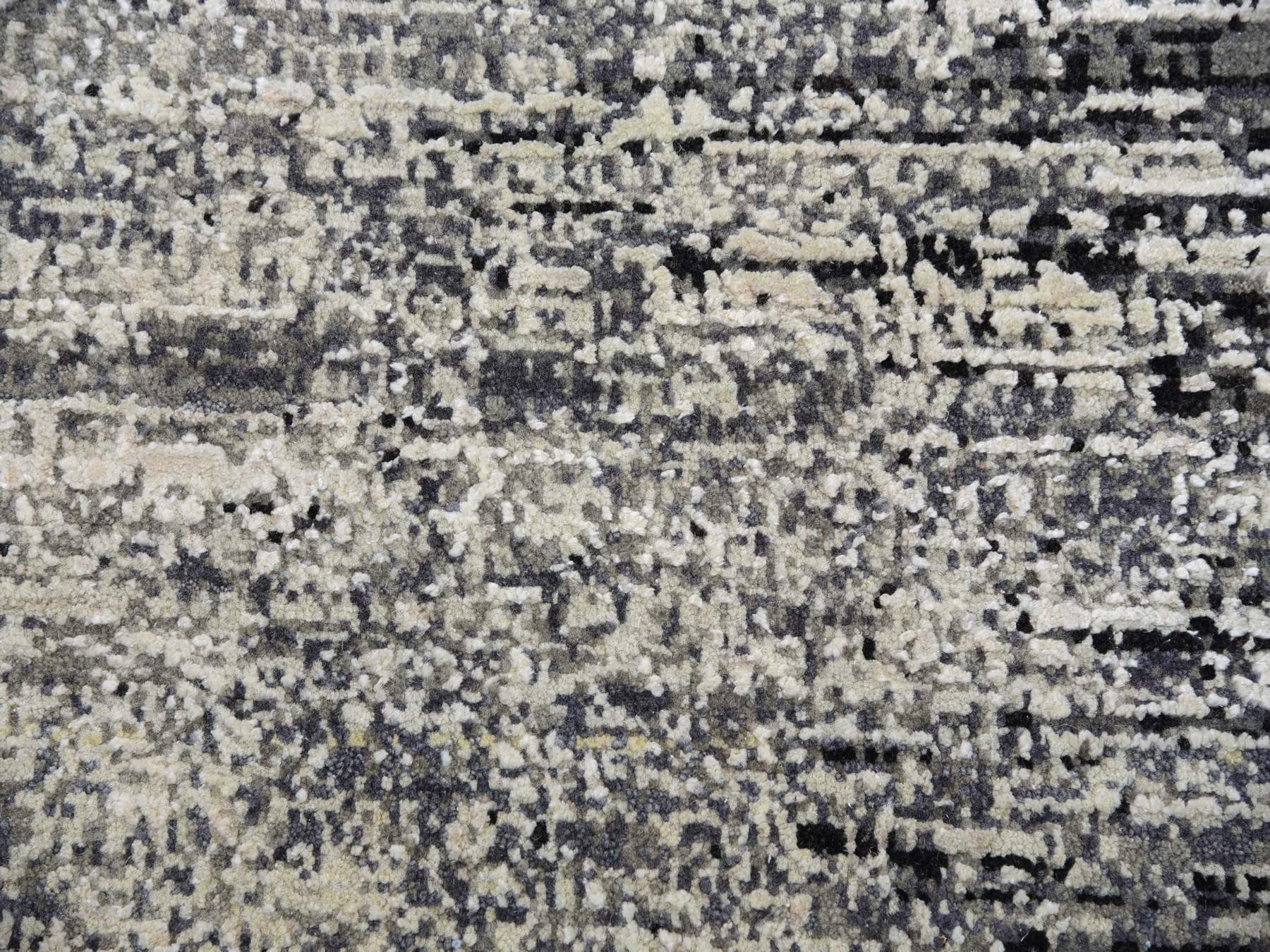 Modern / Contemporary hand-knotted wool/silk rug in Black, 7'11" x 10'3", SKU O075344