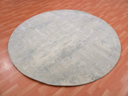 Grey 8'2" x 8'2" Modern / Contemporary Hand knotted Wool/Silk Rug - Sku: O075345