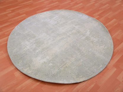 Grey 6'2" x 6'3" Modern / Contemporary Hand knotted Wool/Silk Rug - Sku: O075347