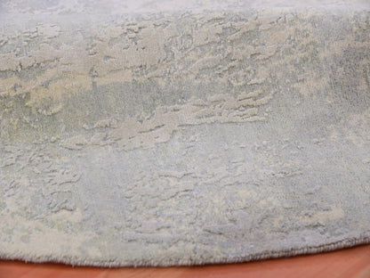 Grey 6'2" x 6'3" Modern / Contemporary Hand knotted Wool/Silk Rug - Sku: O075347