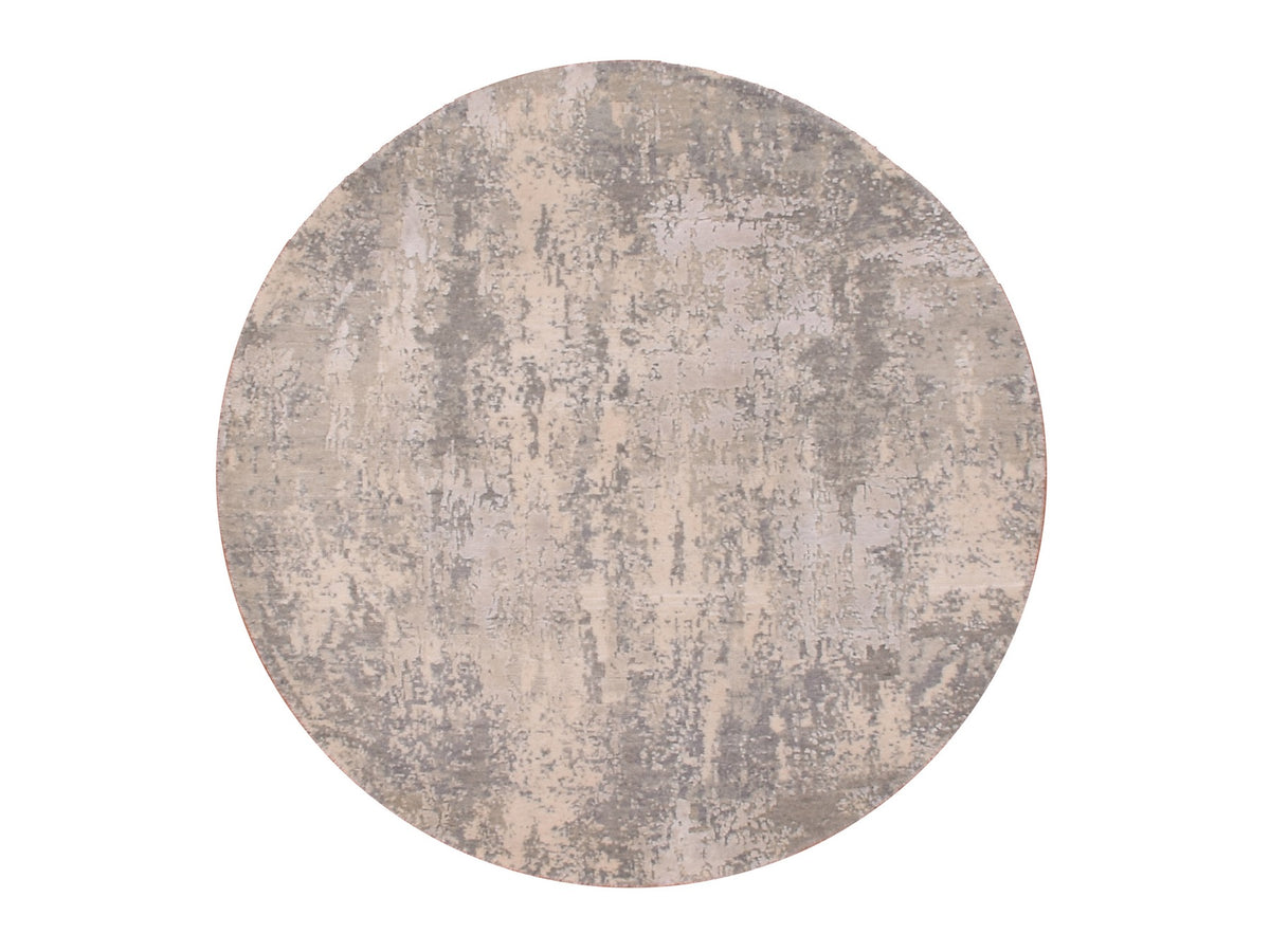 Modern / Contemporary hand-knotted wool/silk rug in Gray, 4'0" x 4'0", SKU O075349