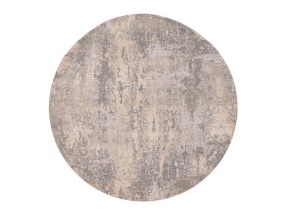 Grey 4'0" x 4'0" Modern / Contemporary Hand knotted Wool/Silk Rug - Sku: O075349