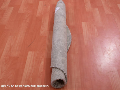 Grey 4'0" x 4'0" Modern / Contemporary Hand knotted Wool/Silk Rug - Sku: O075349