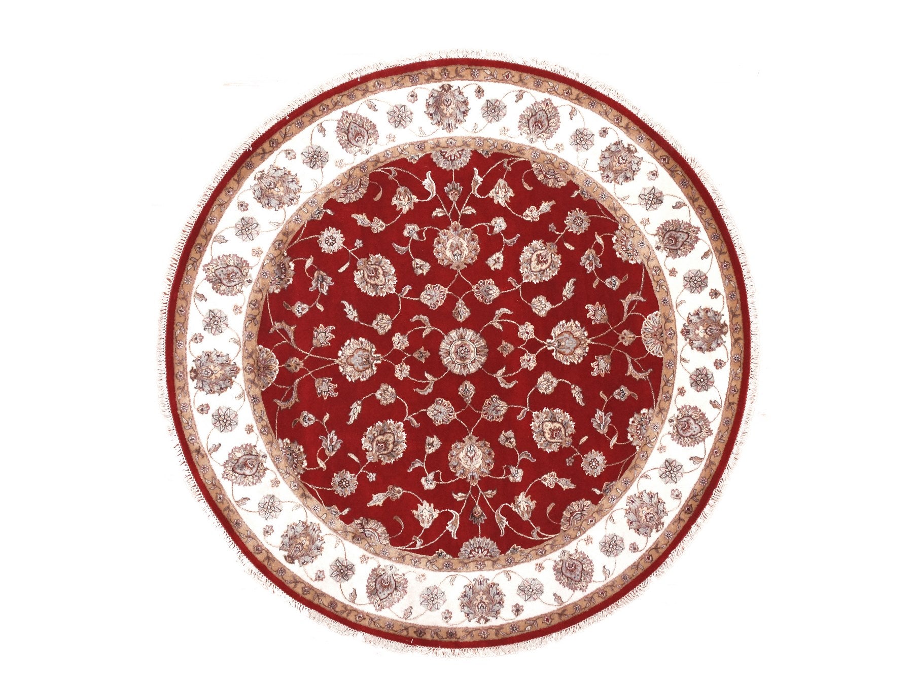 Rajasthan Traditional hand-knotted wool rug in Red, 7'10" x 7'11", SKU O075354