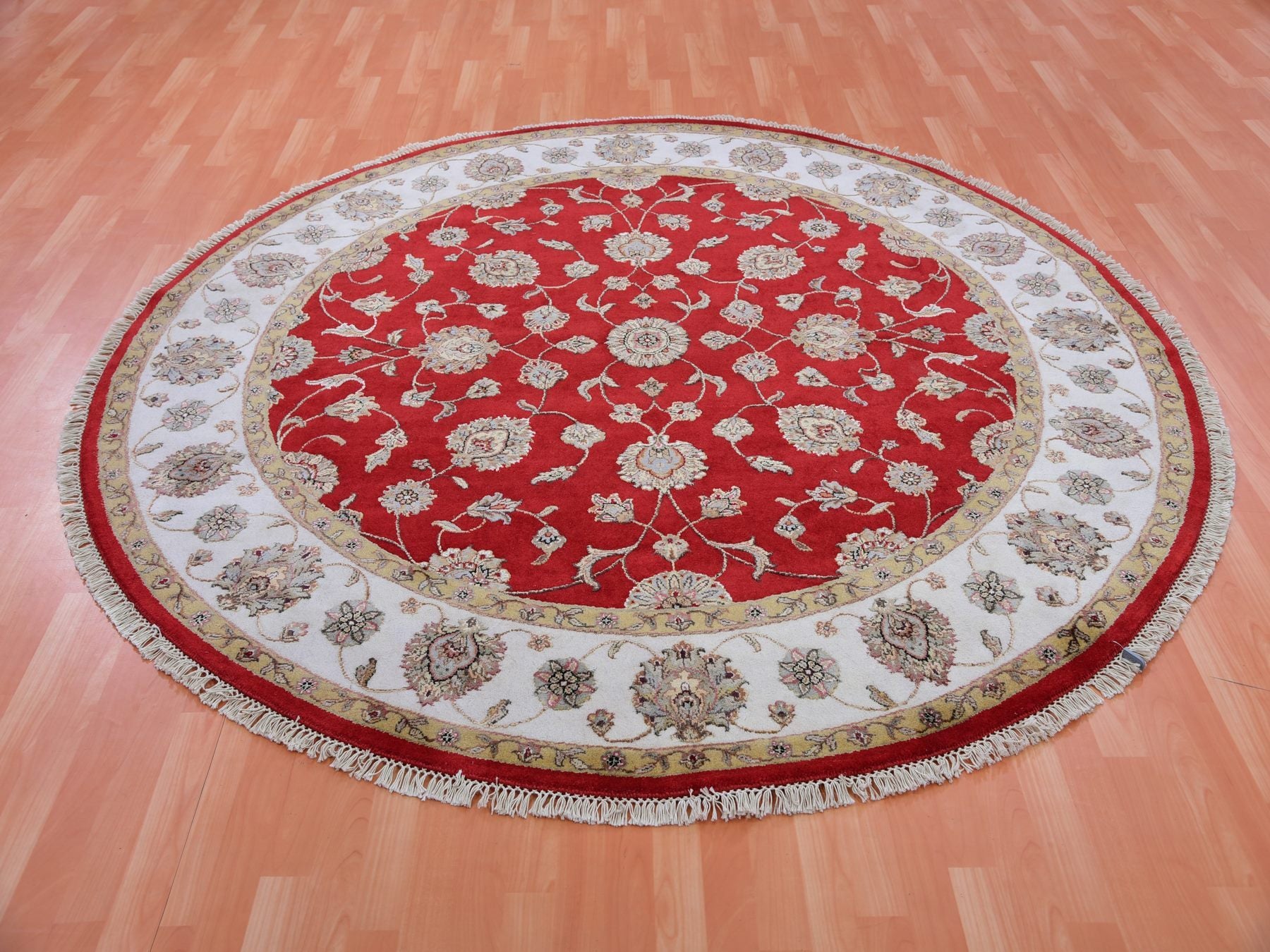 Rajasthan Traditional hand-knotted wool rug in Red, 7'10" x 7'11", SKU O075354