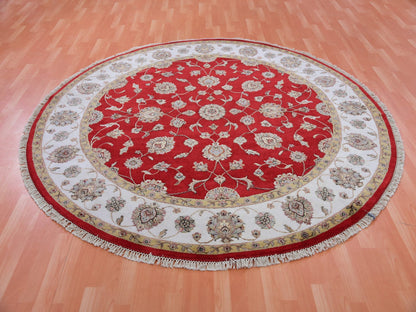 Red 7'10" x 7'11" Traditional Hand knotted Wool Rug - Sku: O075354