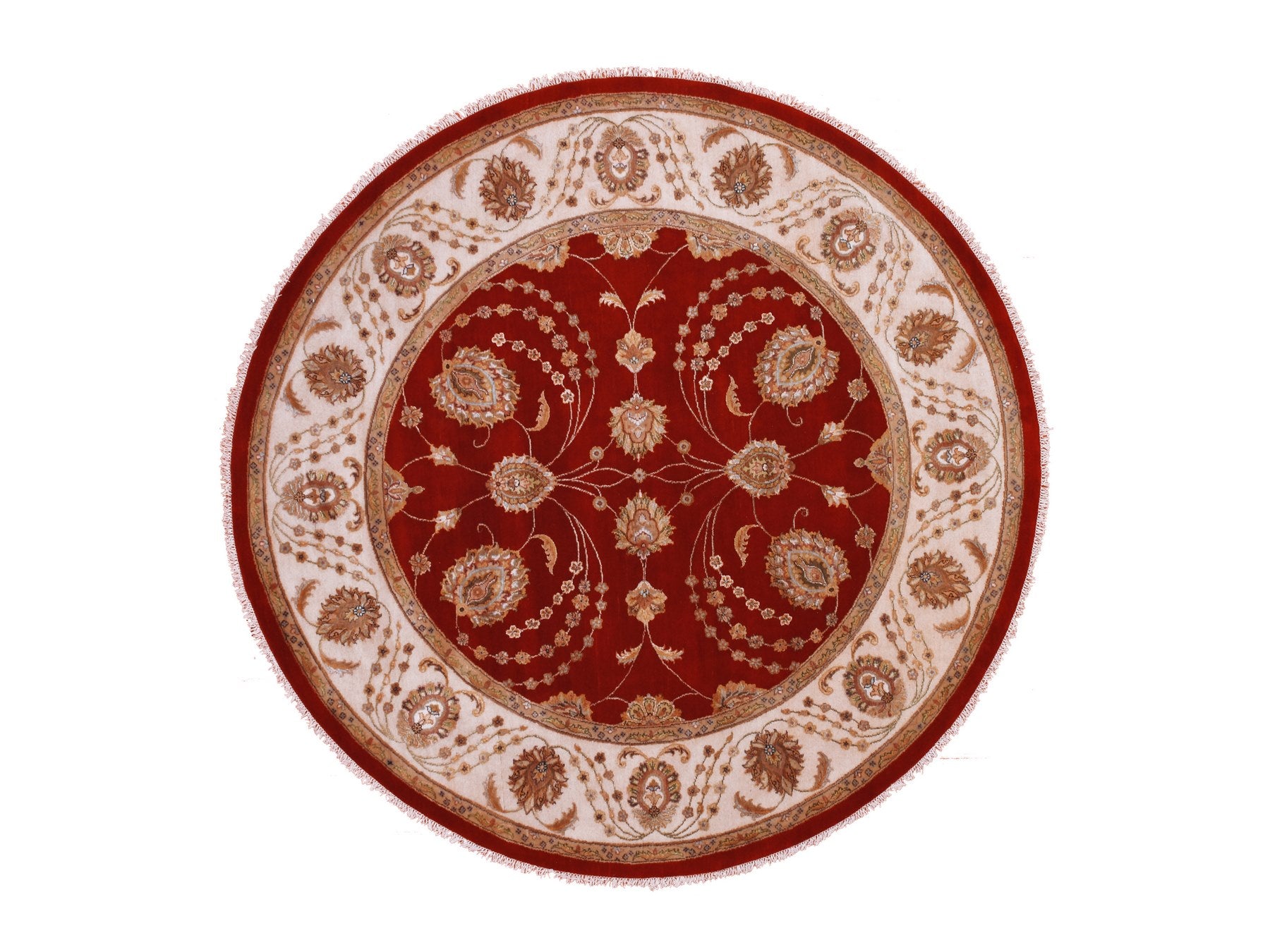 Rajasthan Traditional hand-knotted wool rug in Red, 8'0" x 8'3", SKU O075355