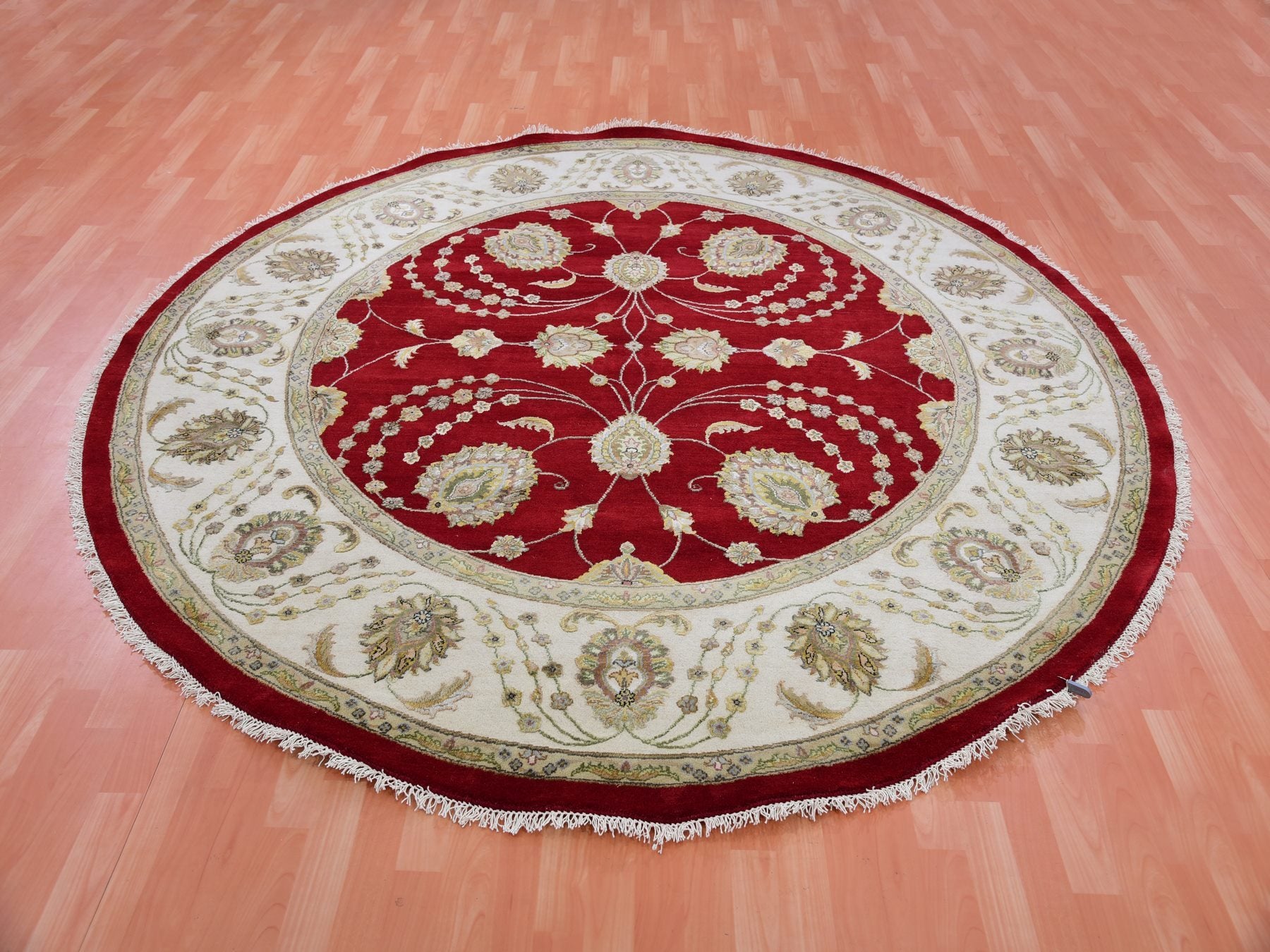 Rajasthan Traditional hand-knotted wool rug in Red, 8'0" x 8'3", SKU O075355