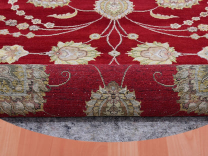 Red 8'0" x 8'3" Traditional Hand knotted Wool Rug - Sku: O075355