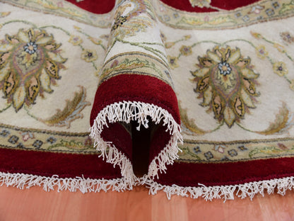 Red 8'0" x 8'3" Traditional Hand knotted Wool Rug - Sku: O075355