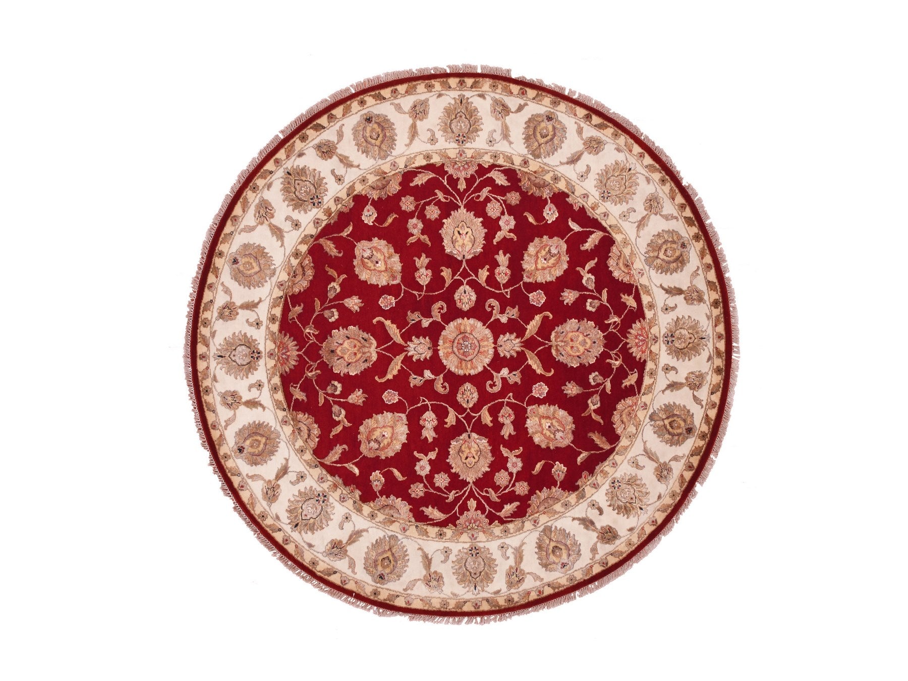 Rajasthan Traditional hand-knotted wool rug in Red, 7'11" x 7'11", SKU O075356