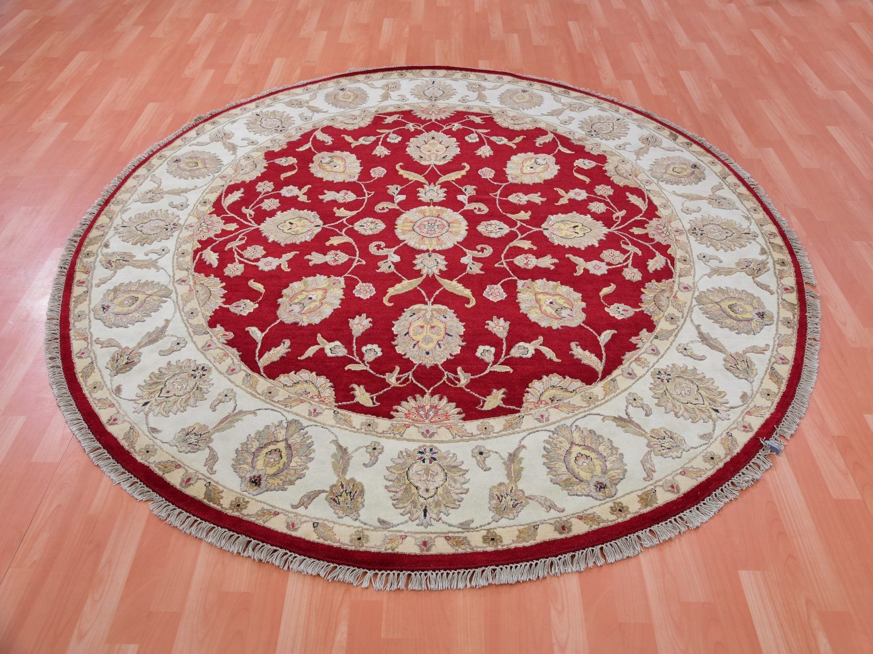 Rajasthan Traditional hand-knotted wool rug in Red, 7'11" x 7'11", SKU O075356