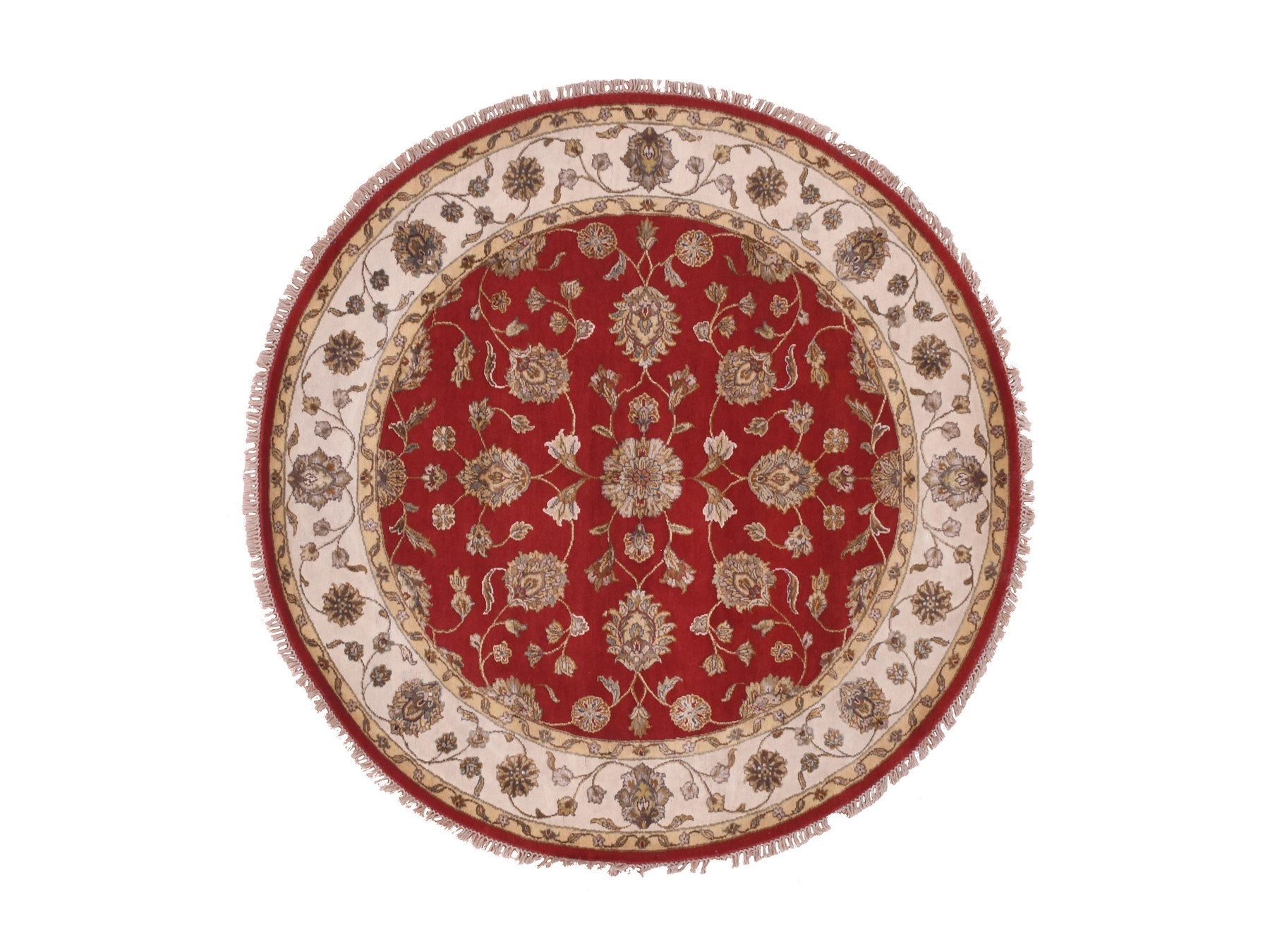 Rajasthan Traditional hand-knotted wool rug in Red, 6'0" x 6'0", SKU O075362