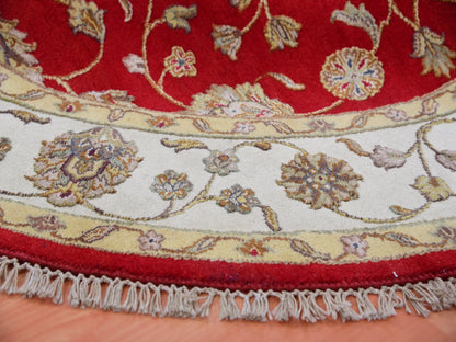 Red 6'0" x 6'0" Traditional Hand knotted Wool Rug - Sku: O075362