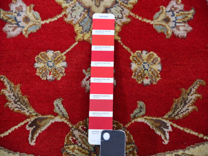 Red 6'0" x 6'0" Traditional Hand knotted Wool Rug - Sku: O075362