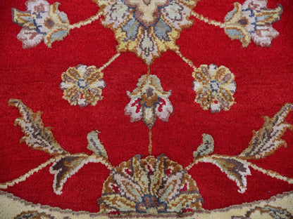 Red 6'0" x 6'0" Traditional Hand knotted Wool Rug - Sku: O075362