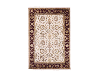 Ivory 4'10" x 7'3" Rajasthan Hand knotted Wool Rug - Sku: O075363