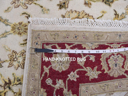Ivory 4'10" x 7'3" Rajasthan Hand knotted Wool Rug - Sku: O075363