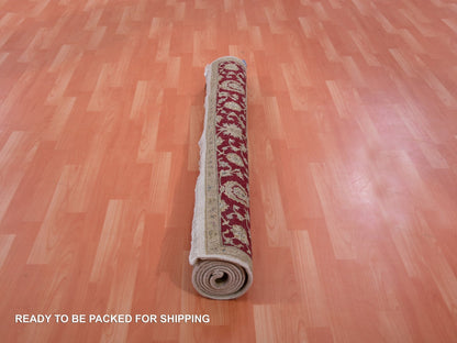 Ivory 4'10" x 7'3" Rajasthan Hand knotted Wool Rug - Sku: O075363